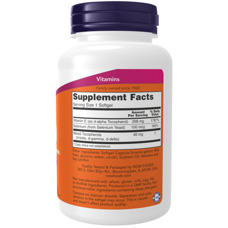 Now Foods Witamina E-400 z Mieszanką tokoferoli 100 kapsułek