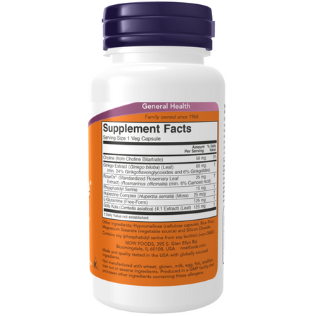 Now Foods Brain Elevate Formula 120 kapsułek