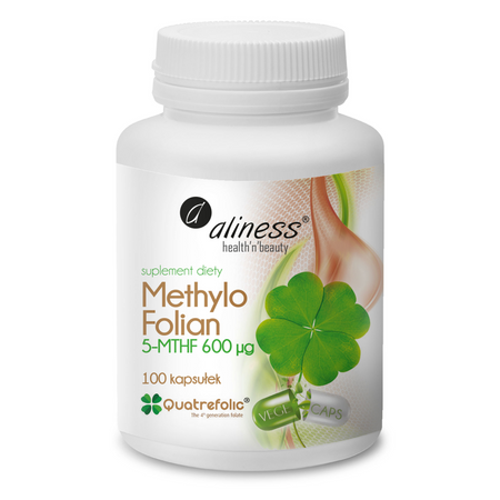 Aliness Kwas Foliowy Folian Quatrefolic 600 mcg 100 kapsułek vege