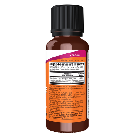 Now Foods Witamina D3 Extra Strength 30 ml krople