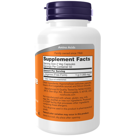 Now Foods L-Arginine 500 mg 100 veg kapsułek
