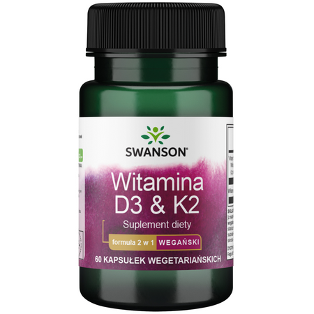 Swanson Witamina D3 2000 iu + K2 MK7 75 mcg 60 veg kapsułek