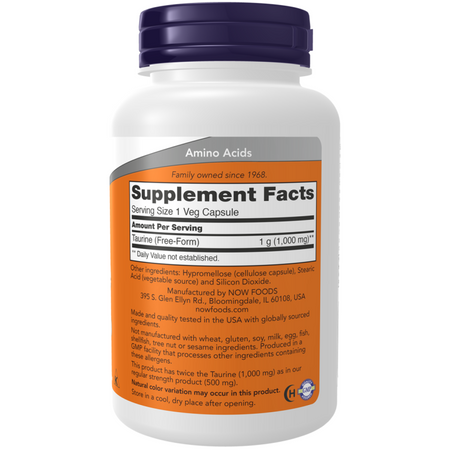 Now Foods Tauryna 1000 mg Double Strength 250 veg kapsułek