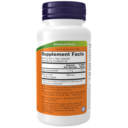 Now Foods Łopian (Burdock Root) 430 mg 100 kapsułek