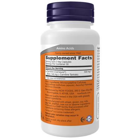 Now Foods L-Karnityna 250 mg 60 veg kapsułek