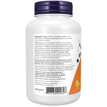 Now Foods GABA Orange Flavor Chewable 90 tabletek