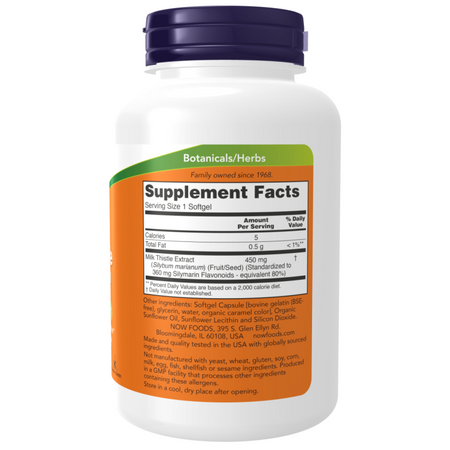 Now Foods Ostropest Plamisty (Milk Thistle) Extra Strength 450 mg Extract 120 kapsułek