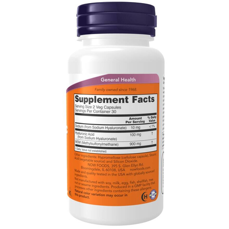 Now Foods Hyaluronic Acid 50 mg 60 kapsułek