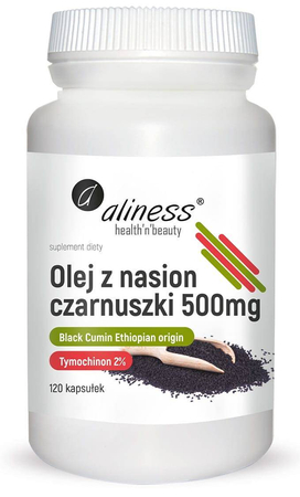 Aliness Czarny Kmin (Black Cumin) Olej 500 mg 120 kapsułek