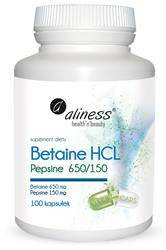 Aliness Betaina HCL 650 mg + Pepsyna 150 mg 100 kapsułek vege