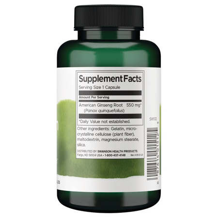 Swanson Żeń-szeń Amerykański (American Ginseng) 550 mg 100 kapsułek