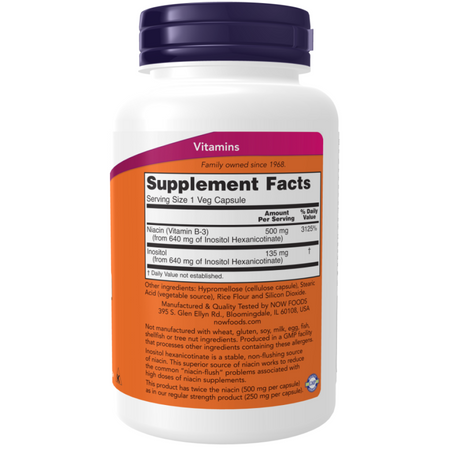 Now Foods Niacyna Double Strength 500 mg Flush Free 90 veg kapsułek