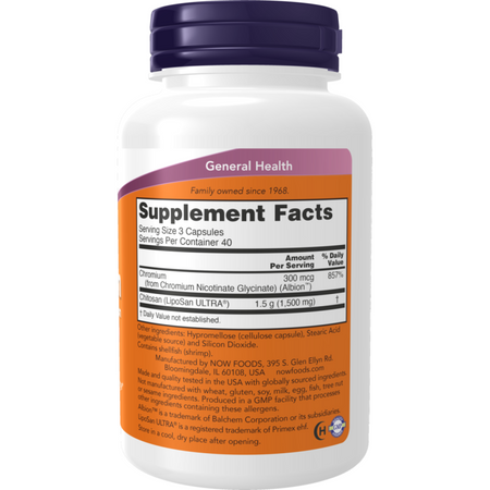 Now Foods Chitosan 500 mg plus Chromium 240 kapsułek