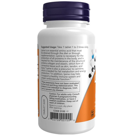 Now Foods L-Lysine 500 mg 100 tabletek