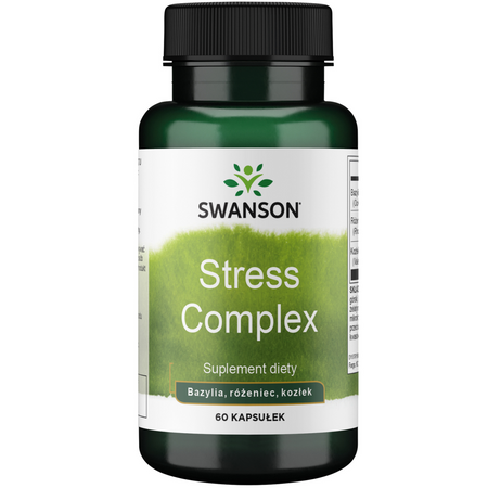 Swanson Rhodiola, Holy Basil i Valerian Stress Complex 60 kapsułek