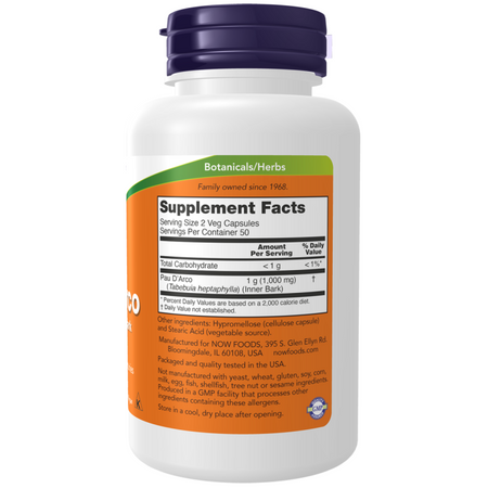 Now Foods Pau d'Arco 500 mg 100 kapsułek
