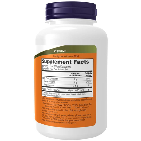 Now Foods Apple Pectin 700 mg 120 veg kapsułek