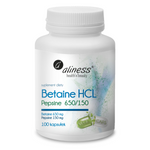 Aliness Betaina HCL 650 mg + Pepsyna 150 mg 100 kapsułek vege