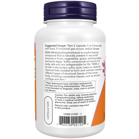 Now Foods MSM Metylosulfonylometan 1000 mg 240 veg kapsułek