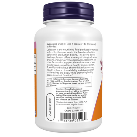 Now Foods Colostrum 500 mg 120 kapsułek