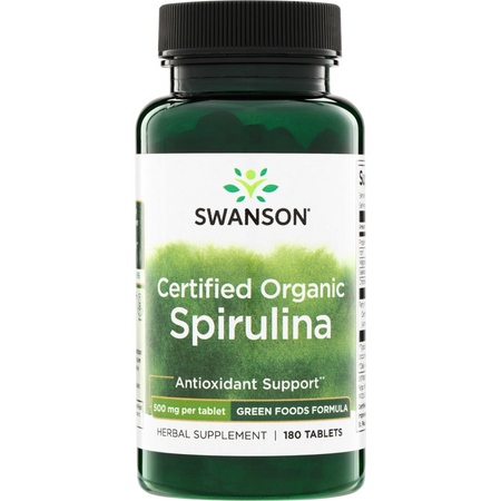 Swanson Certyfikowana Organiczna Spirulina 500 mg 180 tabletek