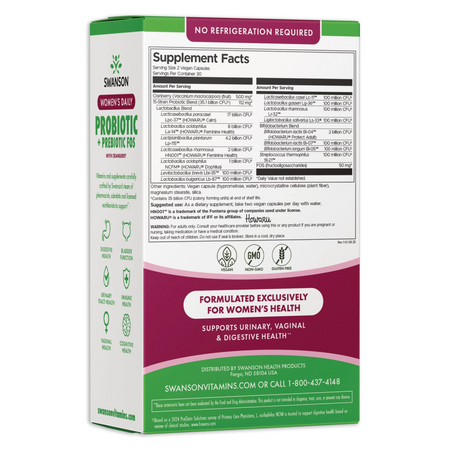 Swanson Womens Daily Probiotic + Prebiotic FOS 60 kapsułek
