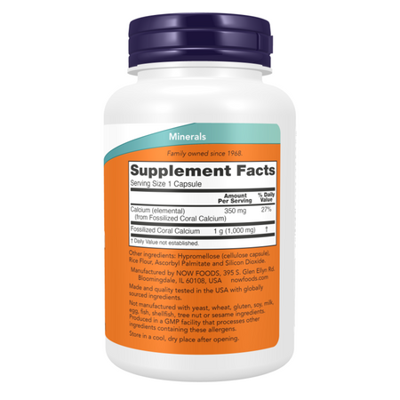 Now Foods Coral Calcium 1000 mg 250 kapsułek