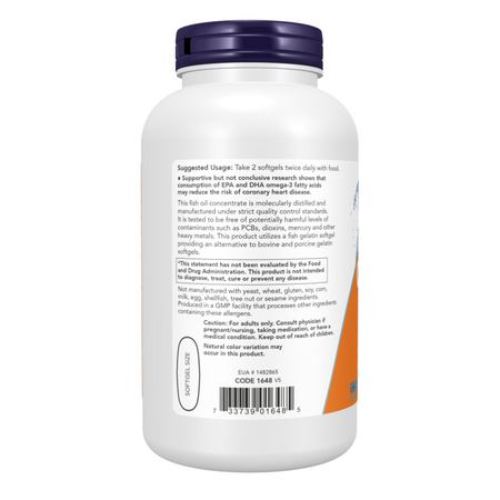 Now Foods Omega-3 Fish Oil (Fish Gelatin) 200 kapsułek