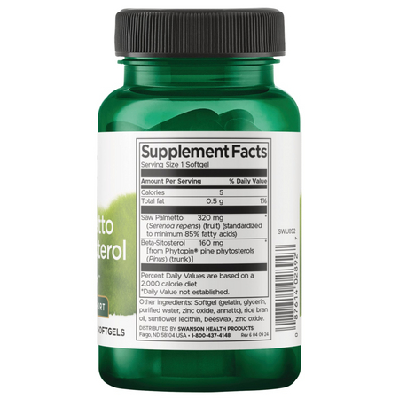 Swanson Saw Palmetto + Beta-Sitosterol 30 kapsułek