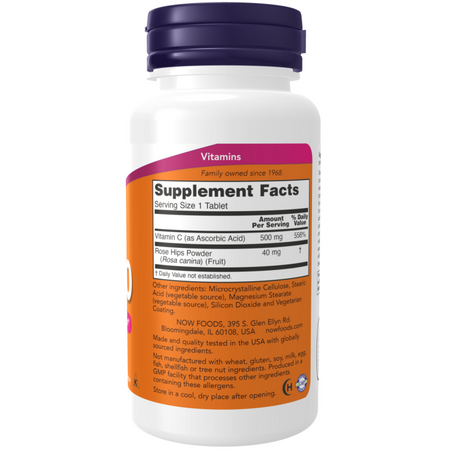 Now Foods Witamina C 500 mg z Dziką Różą 100 tabletek