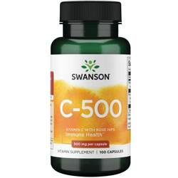 Swanson Witamina C 500 mg z Dziką Różą 100 kapsułek