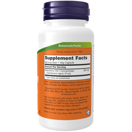 Now Foods Elderberry 500 mg 60 kapsułek