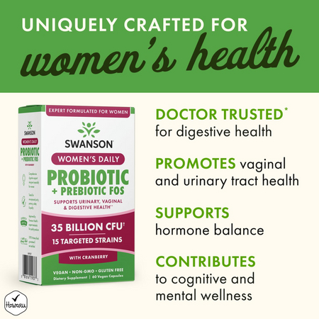 Swanson Womens Daily Probiotic + Prebiotic FOS 60 kapsułek