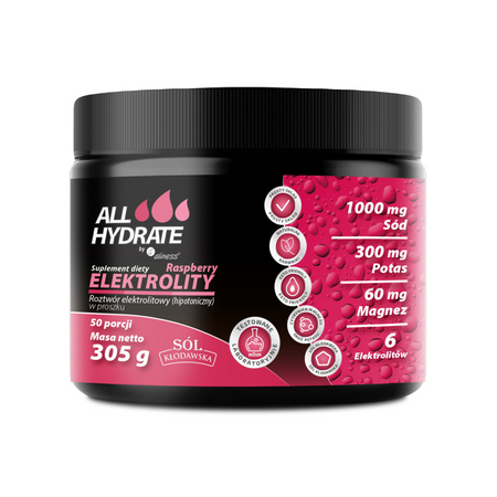 ALLHydrate Elektrolity Raspberry 305 g proszek