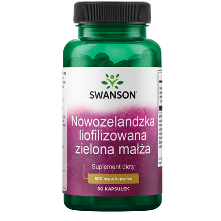Swanson Nowozelandzka Zielona Małża (Green Lipped Mussel) 500 mg 60 kapsułek