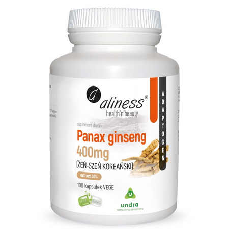 Aliness Żeń-szeń Koreański (Panax Ginseng) 400 mg 100 vege kapsułek