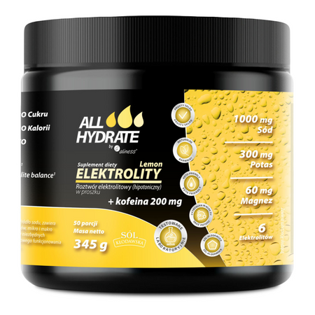 ALLHydrate Elektrolity Lemon + Kofeina 200 mg 345 g