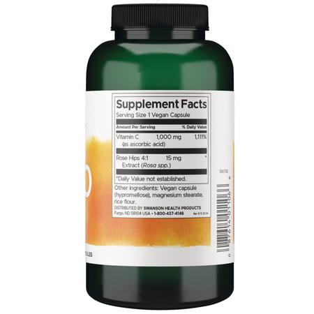 Swanson Witamina C 1000 mg z Dziką Różą 250 veg kapsułek