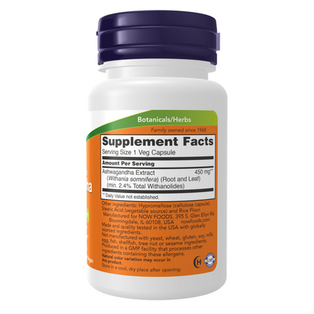 Now Foods Ashwagandha 450 mg 90 kapsułek