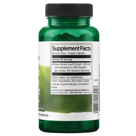 Swanson Ginkgo Biloba Extrakt 60 mg 120 kapsułek