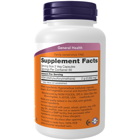 Now Foods MSM Metylosulfonylometan 1000 mg 240 veg kapsułek