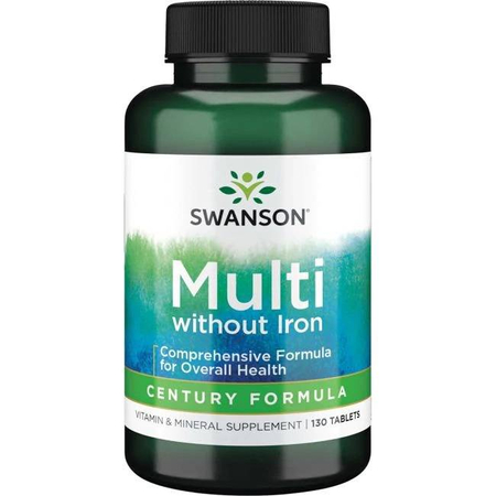 Swanson Century Formuła bez żelaza 130 tabletek