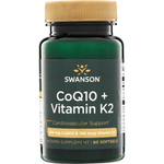 Swanson Koenzym Q10 100 mg + Witamina  K2 180 mcg 60 kapsułek