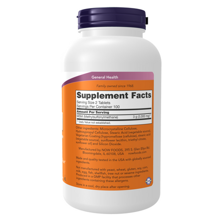 Now Foods MSM Metylosulfonylometan 1500 mg 200 tabletek