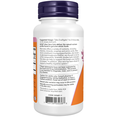 Now Foods Aloe Vera 10000 mg Gels 100 kapsułek