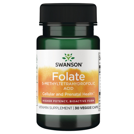 Swanson Kwas Foliowy 5-MTHF Quatrefolic 800 mcg 30 kapsułek