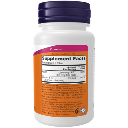 Now Foods Kwas Foliowy 800 mcg 250 tabletek