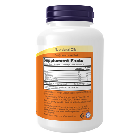 Now Foods Olej z Dyni (Pumpkin Seed Oil) 1000 mg 100 kapsułek