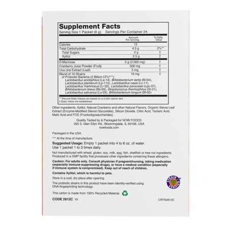 Now Foods Cranberry Mannose + Probiotics 24 saszetki