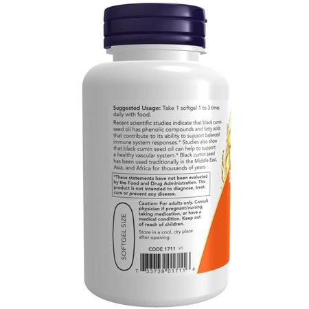 Now Foods Black Cumin Seed Oil 1000 mg 60 kapsułek